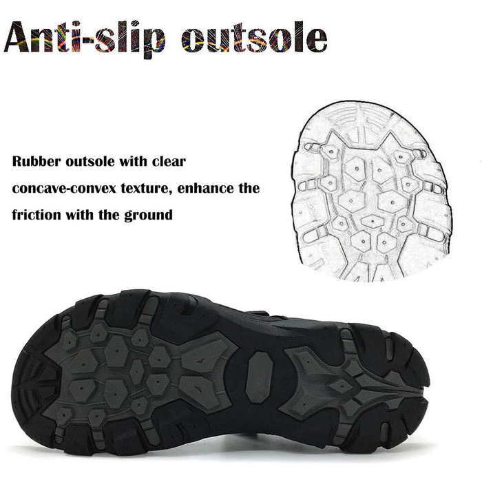 Чоловічі сандалі HEVA з натуральної шкіри для активного відпочинку, туризму та трекінгу, чорні, 41 EU