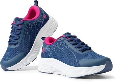 Жіночі кросівки FitVille для ходьби та бігу - широкі, дихаючі, з антиковзкою підошвою, для занять спортом та фітнесом (41 EU, блакитний, неоновий рожевий)