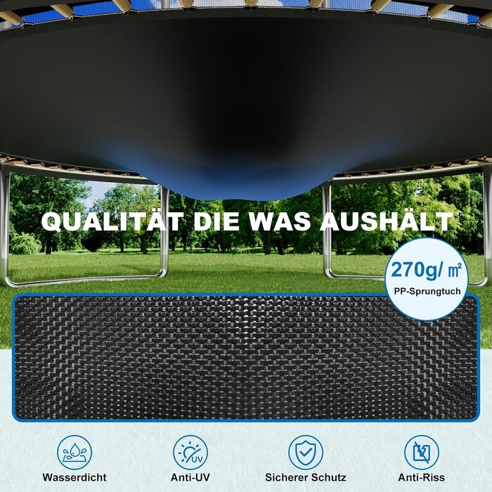 Трамплін Devoko для саду: Ø 183-427 см, комплект з сіткою, драбиною та захистом, сертифікат GS