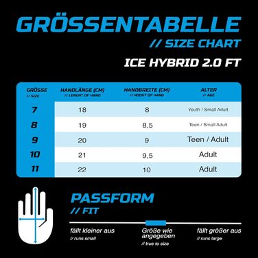Воротарські рукавиці GRIPMODE Ice Hybrid 2.0 FT для футболу - професійні, чоловічі, дитячі, юнацькі та дорослі, розміри 7-11, з Griptec® для будь-якої погоди