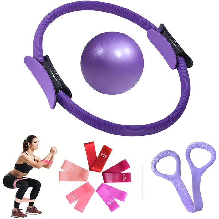 Набір кілець для йоги Piltes: 14' (35 см), стрічки, еластичні гумки для силових тренувань, гнучкості та тонізації тіла