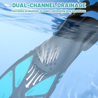 Ласти для плавання Schwimmflossen S/M (36-41) унісекс, регульовані, відкрита п'ята, для снорклінгу, дайвінгу та плавання, блакитні