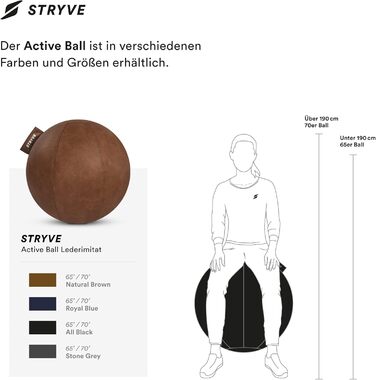 Гімнастичний м'яч STRYVE 65/70 см для офісу та фітнесу, антиковзний, до 150 кг