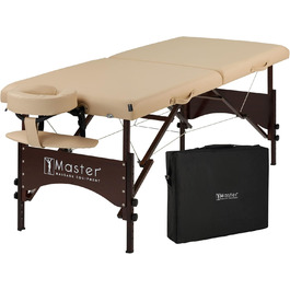 Складаний масажний стіл Master Massage Argo 71 см, переносний, бежевий, дерев'яні ніжки, з сумкою для перенесення