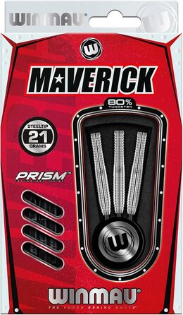Професійний набір дартс WINMAU Maverick 21 г, сталевий наконечник, вольфрам, з крилами та стрижнями