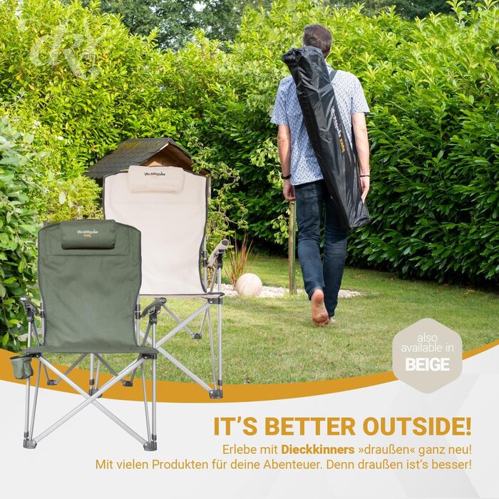 Дитячий складаний стілець Dieckkiners Ehlin для балкону, саду та тераси, сталевий каркас, зелений