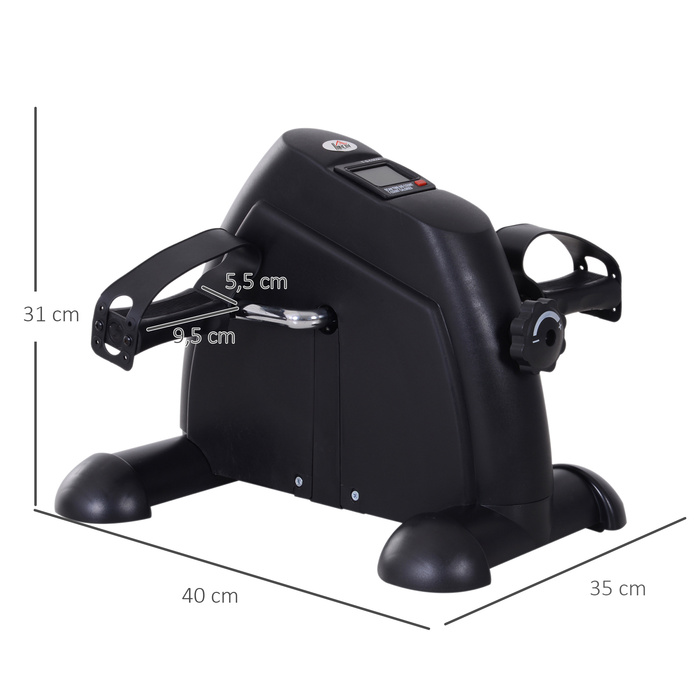 Тренувальний велосипед HOMCOM Mini Bike Pedal Trainer з РК-дисплеєм, чавунний, чорний, компактний 35x40x31см для дому та фітнесу