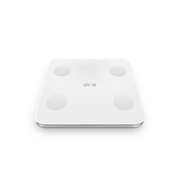 SPC Atenea Fit 3 – електронна вага з біоімпедансом, 18 метрик, аналізатор складу тіла, BMI, вісцеральний жир, м'язова маса, базовий метаболізм, до 10 користувачів, синхронізація з додатком через Bluetooth, білий колір