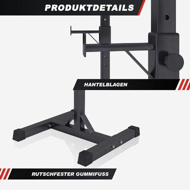 Стійка для штанги GORILLA SPORTS з набором гантелей 35 кг, SZ-грифом 120 см, регулювання висоти 6 і 14 рівнів, до 500 кг, сталь – стійка для штанги, присідань, Squat Rack