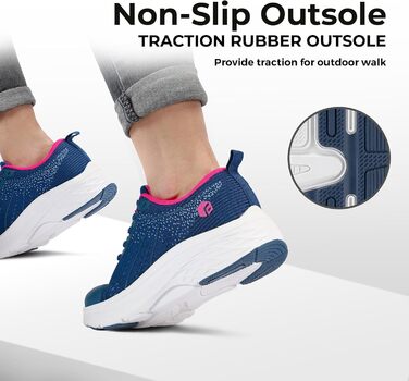 Жіночі кросівки FitVille для ходьби та бігу - широкі, дихаючі, з антиковзкою підошвою, для занять спортом та фітнесом (41 EU, блакитний, неоновий рожевий)