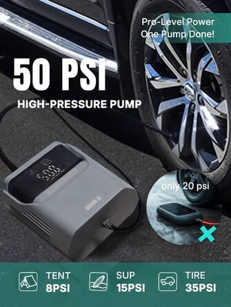 Електрична повітряна помпа для SUP, матраців та шин, 50 PSI, з DC-кабелем, автоматичне вимкнення, 12V