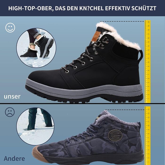 Зимові чоботи Visionreast: водонепроникні трекінгові чоботи для жінок та чоловіків, чорні, 43 EU