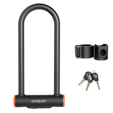 Замок для велосипеда U-подібний, 16 мм, міцний, чорний, з кріпленням, для шосе, гірських велосипедів