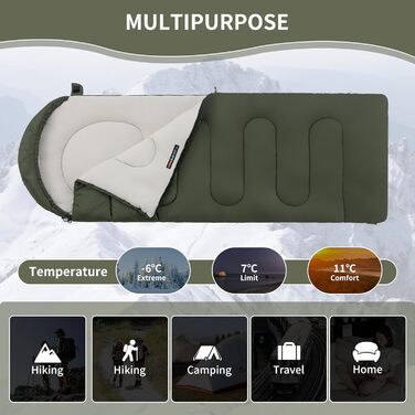 Спальний мішок Naturehike 3-сезонний, ультралегкий, водонепроникний, з'єднуваний, 220 x 85 см, для дорослих (синій/зелений)