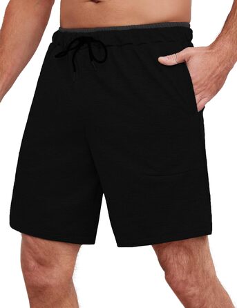 Чоловічі спортивні шорти Soer Activewear з кишенями та блискавкою, бавовняні шорти для бігу та відпочинку, чорні (XL)