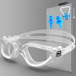 Окуляри для плавання W1 для дорослих (унісекс), антизапітніння, захист від УФ, водонепроникні, прозорі лінзи (#012)