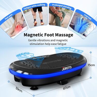 Платформа для вібраційного тренування JOROTO 4D - професійне тренування всього тіла | Сумісна з додатком | Bluetooth-динамік та LED-підсвітка, до 200 кг, для дому