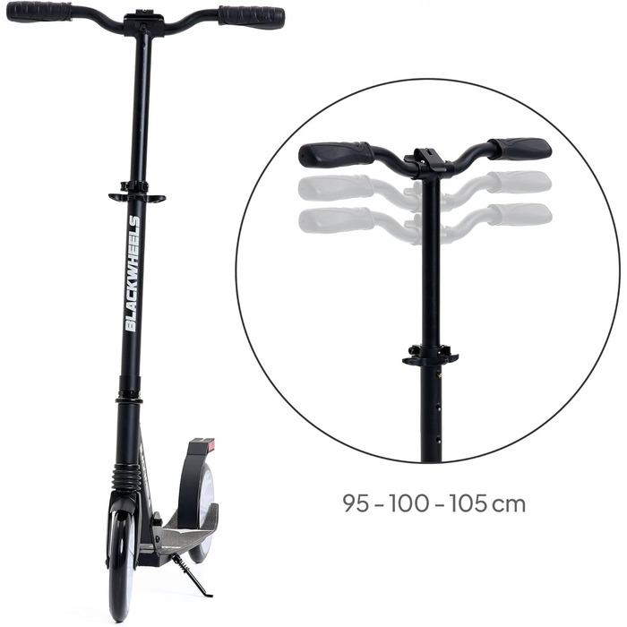 Самокат міський BLACKWHEELS Zoom City-Scooter 200мм, алюмінієвий, з амортизатором, складаний, регульований кермо, чорно-білий