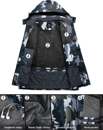 Чоловіча тепла зимова куртка GEMYSE для гірських прогулянок, вітро- та водонепроникна, дихаюча, з капюшоном та багатьма кишенями. Розмір L, багато кольорів