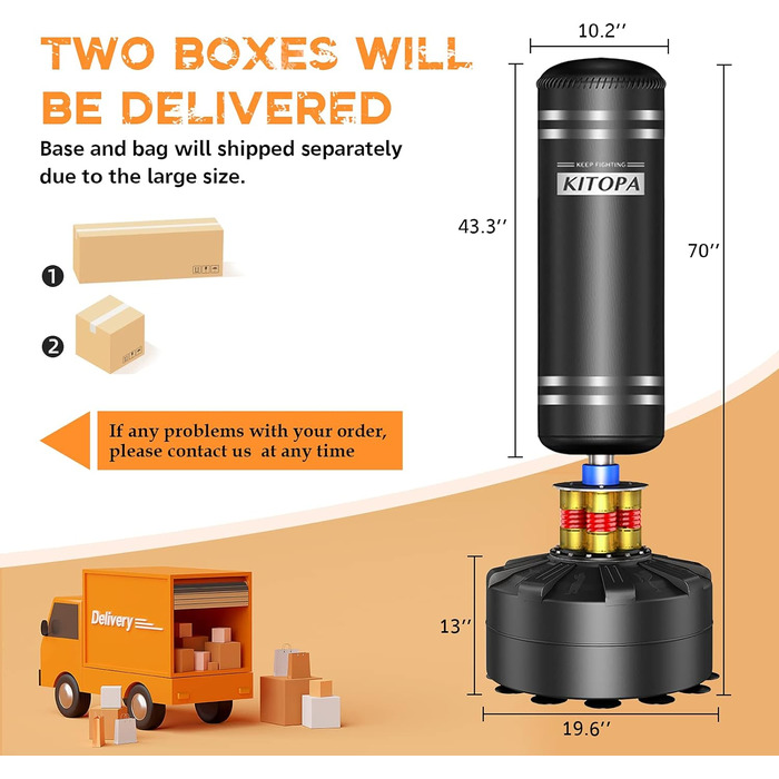 Стенд-боксерський мішок Kitopa, 178 см, 93 кг. Комплект з рукавичками для кікбоксингу, ММА, тренувань вдома