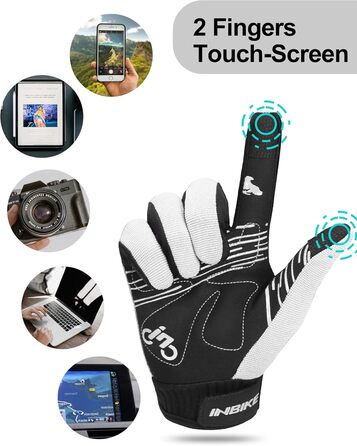 Рукавички для гірського велосипеда INBIKE з силіконовим покриттям, дихаючі, з підтримкою сенсорного екрану, для MTB, шосе та outdoor активностей (білі, L)