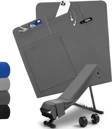 Рушник для фітнесу Zepphi 120x50 см + 80x30 см | Мікрофібра, кишеня на блискавці | Для спортзалу та тренувань | Швидковисихаючий, компактний | Темно-сірий