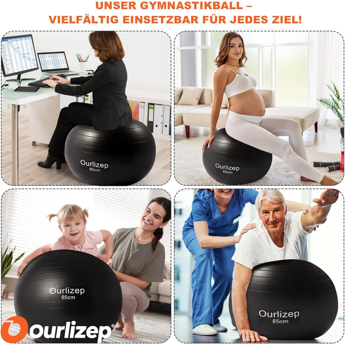 Фітбол для фітнесу, йоги та офісу 55/65 см (зелений/темно-сірий) з насосом