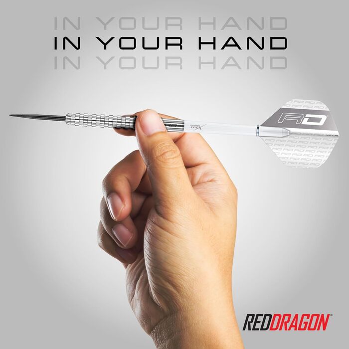 Професійні сталеві дротики Red Dragon Javelin 20 г з оперенням та стрижнями для дартсу