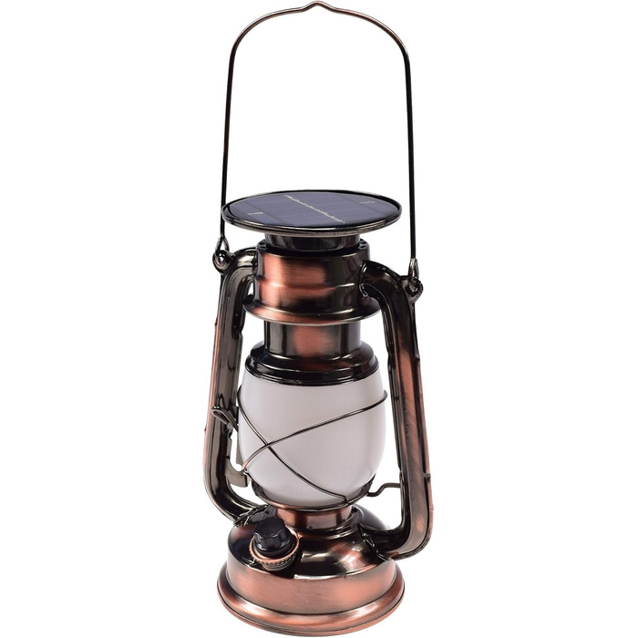 Сонячна кемпінгова лампа ChiliTec з акумулятором, 23,5 см, регульоване світло, ретро-дизайн, тепле біле світло для кемпінгу та наметів