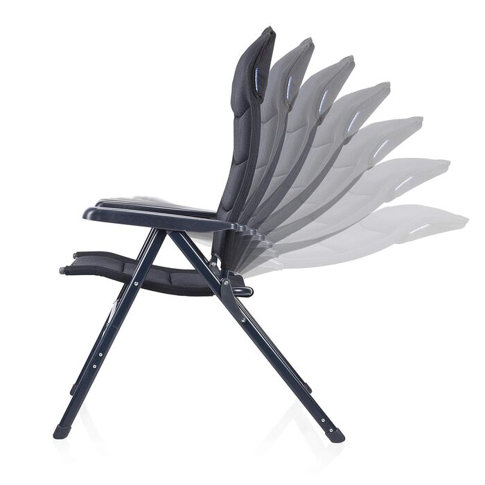 Кемпінг стілець Campart Livorno з підлокітниками, широке сидіння, 7 положень, CH-0672