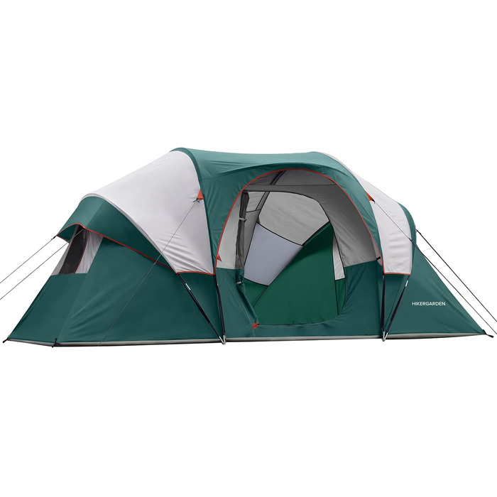 Намет кемпінговий HIKERGARDEN для 6-10 осіб, сімейний, 420x330x180 см, зелений - легкий у встановленні