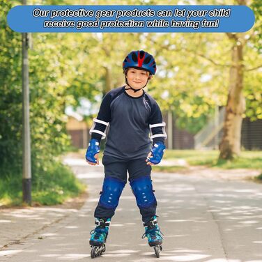 Дитячий шолом Kinderhelm для велосипеда, роликів, скейтборду + захист колін, ліктів, зап'ясть, регульований, 3-11 років