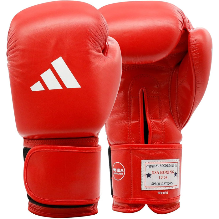 Боксерські рукавички adidas IBA з липучкою, 12 oz, червоні, для тренувань та змагань, унісекс