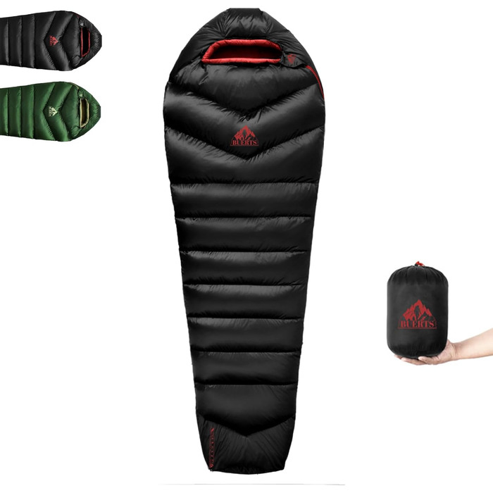 Спальний мішок BUERTS Daunen Summer, 620FP, компактний, для дорослих та підлітків, 16°C, для кемпінгу та хайкінгу