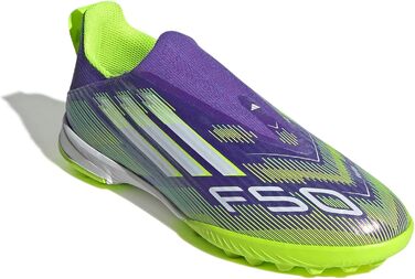Дитячі футбольні бутси adidas F50 League Laceless для твердого поля, 34 EU, Purple Rush/Cloud White/Lucid Lemon