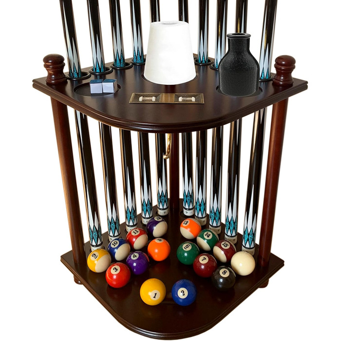 Стійка для більярдних київ на 10 київ Bodenständer, аксесуари для більярдного столу, 100% масивне дерево (махагон)