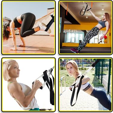 DH-FitLife Тренувальні петлі для функціонального тренування, комплект слінг-тренажера для силових вправ вдома і на вулиці, тренажер з власною вагою з дверним анкером, карабінами і тренувальним посібником