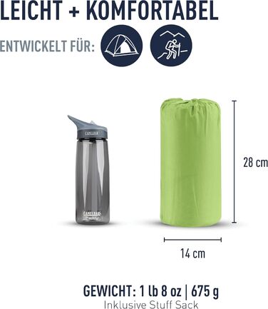 Каремат Sea to Summit Comfort Light Self Inflating Regular Green - самонадувний килимок для туризму, піших прогулянок, 2.5 сезони, з технологією Delta Core та системою Packsack & Pillow Lock