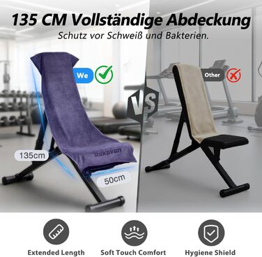 Набір рушників для фітнесу - великий 135×50 см з кишенею на блискавці & спортивний рушник 100×30 см - з високоякісної мікрофібри, швидковисихаючий та м'який - з мішком для зберігання - для спортзалу, тренувань, йоги, фітнесу. Глибокий фіолетовий колір