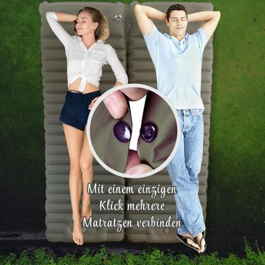 Надувний килимок BÄRBERG з самонадуванням та насосом для ніг, Ultralight, для кемпінгу, подорожей, фестивалів, басейну (Оливковий)