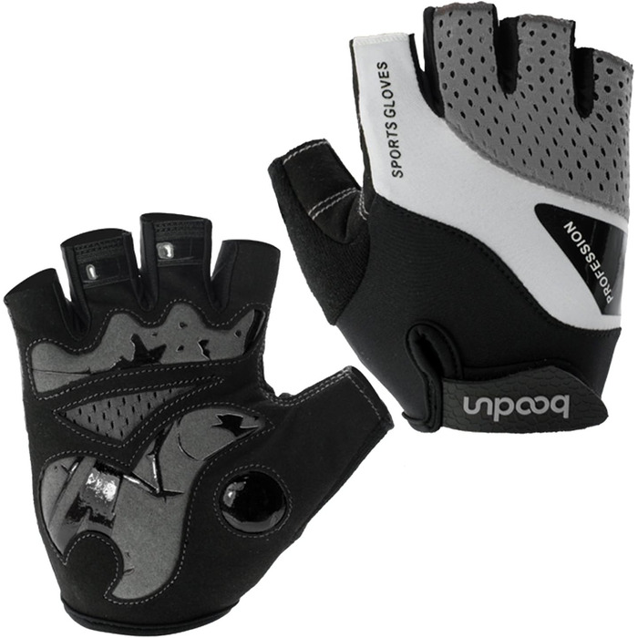 Велосипедні рукавички для чоловіків та жінок, напівпальцеві, дихаючі, антиковзні - сірий колір, розмір M