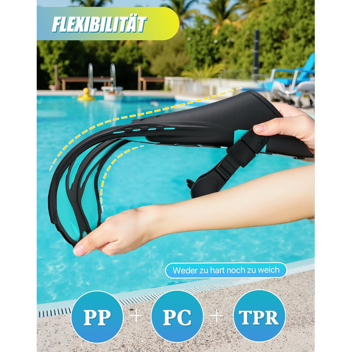 Ласти для плавання Schnorchelflossen регульовані, дорослі, компактні (S/M, темно-зелені) для дайвінгу, снорклінгу та тренувань з сіткою