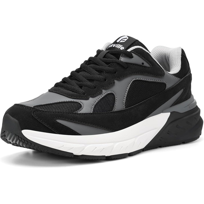 Чоловічі кросівки для бігу FitVille з широкою колодкою, чорно-сірі. Зручні, дихаючі, з неслизькою підошвою. Ідеальні для ходьби, фітнесу та джогінгу. Розмір 42.5 EU.