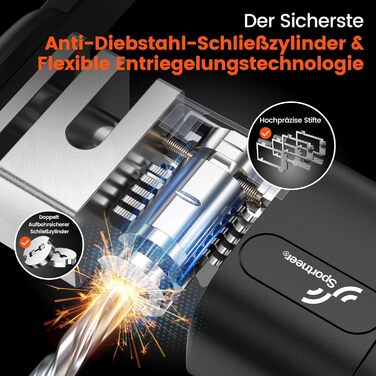 Замок для велосипеда Sportneer 100 см з 3 ключами, сталевий, захист від зламів, висока безпека, ART рівень безпеки