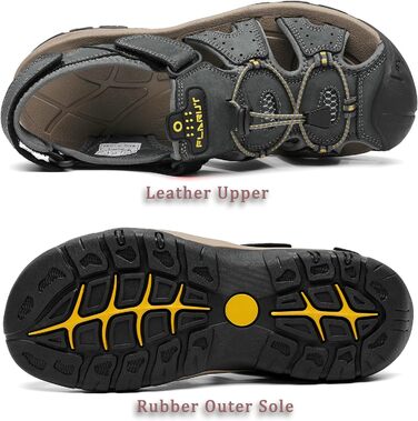 Чоловічі сандалі FLARUT для туризму та відпочинку, шкіряні, сірі (42 EU)