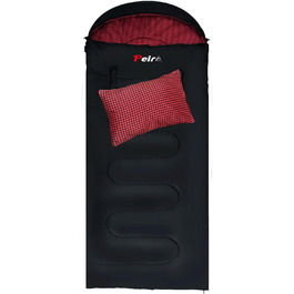 Спальний мішок для дорослих – широкий прямокутний, 3-сезонний з кишенею та сумкою, 300 г/м² бавовна, водонепроникний, для кемпінгу, дому та відпочинку на природі, з блискавкою справа