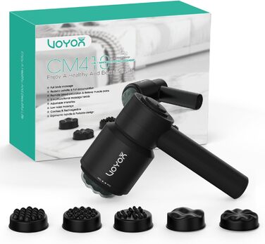 VOYOR HEALTH ручний електричний масажер від целюліту для шиї, плечей, живота, талії та стегон, модель CM410, чорний