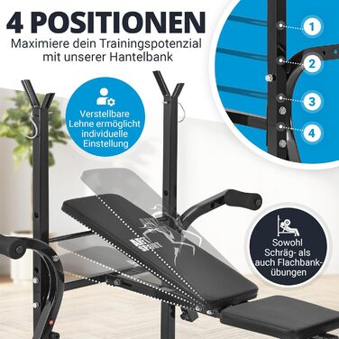 Універсальна лавка для жиму ArtSport ProfiGym1000, складана, 4-позиційна, з тримачем для штанги, біцепс-карі та батерфляй, тренувальна, похила і горизонтальна