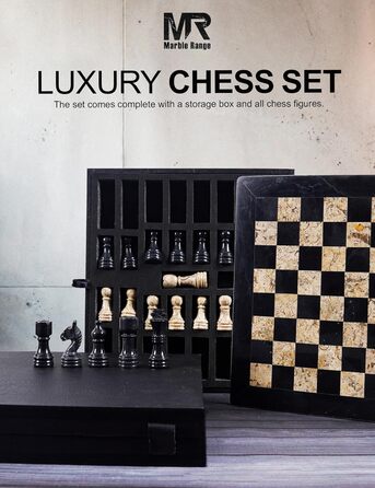 Шаховий набір з мармуру для дорослих, ручної роботи, 32 фігури, 2 додаткові королеви, коробка для зберігання, розкішний подарунок, елегантний декор (чорний & кораловий)