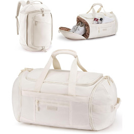 Спортивна сумка LOVEVOOK для жінок та чоловіків, велика сумка для залу, дорожня сумка з відділенням для взуття, водонепроникна сумка для тренувань, плавання, Travel Duffle Bag з рюкзаком, 45L (51*28*32 см), Бежевий